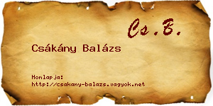 Csákány Balázs névjegykártya